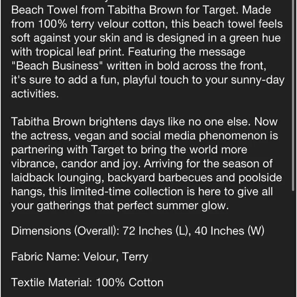 Tabitha  Brown Beach Towel